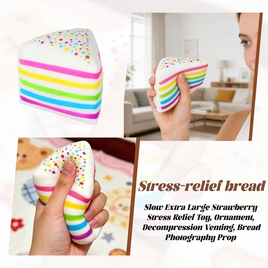 Rainbow Cake Stress Ball Fake Layer Cake Squeeze Relief Toy Dessert Soft Toy Releases Stress Artifact Novelty Gift for Kid Adult