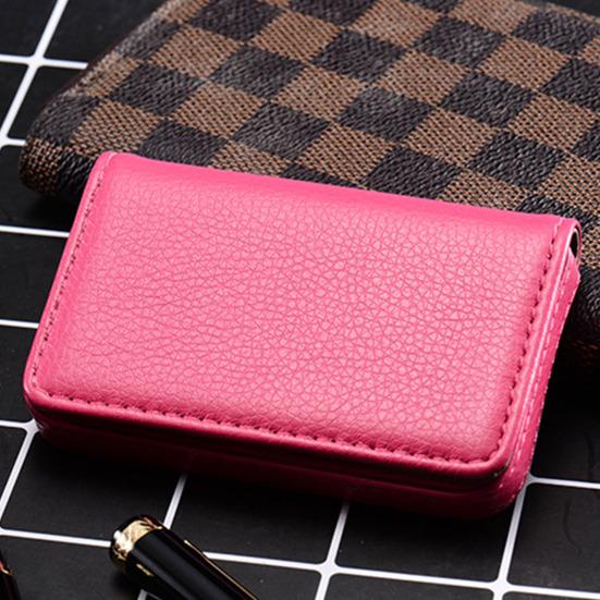Faux Leather Business Card Holder with Magnetic Closure Slim Compact Size Portable Business Card Carrier Name Card Organizer