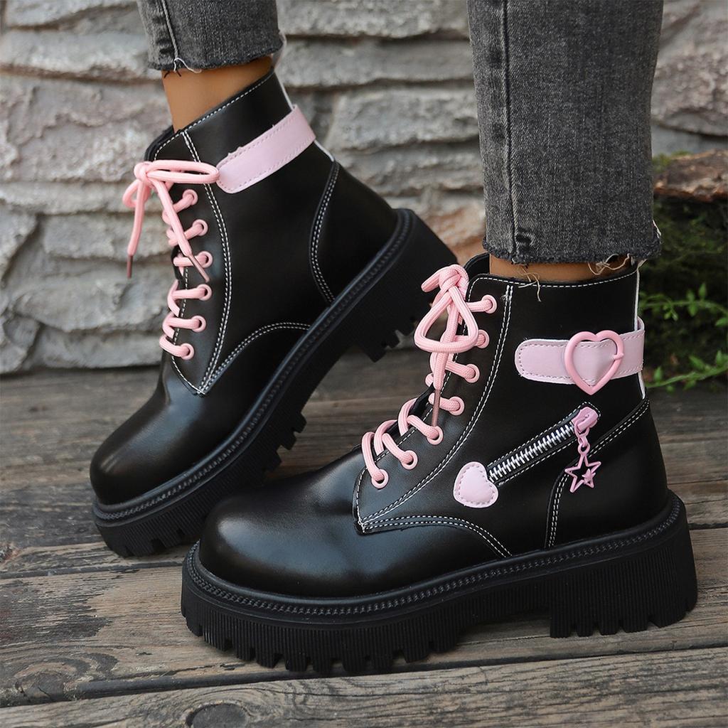 Women's British Heart Thick Casual Slim Boots