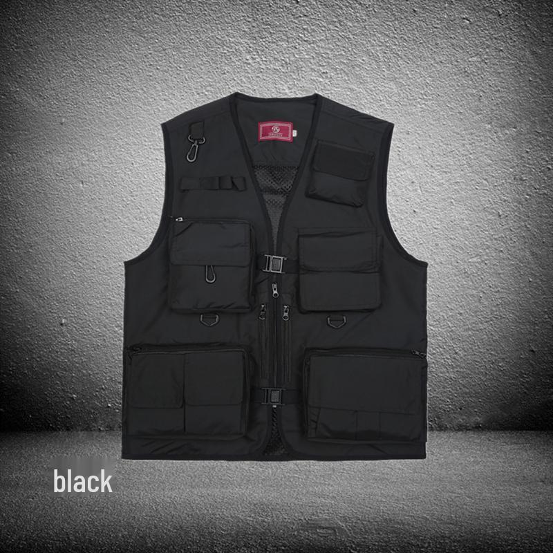 Men's Breathable Multi-Pocket Workwear Vest - Customizable Logo for Outdoor Volunteers