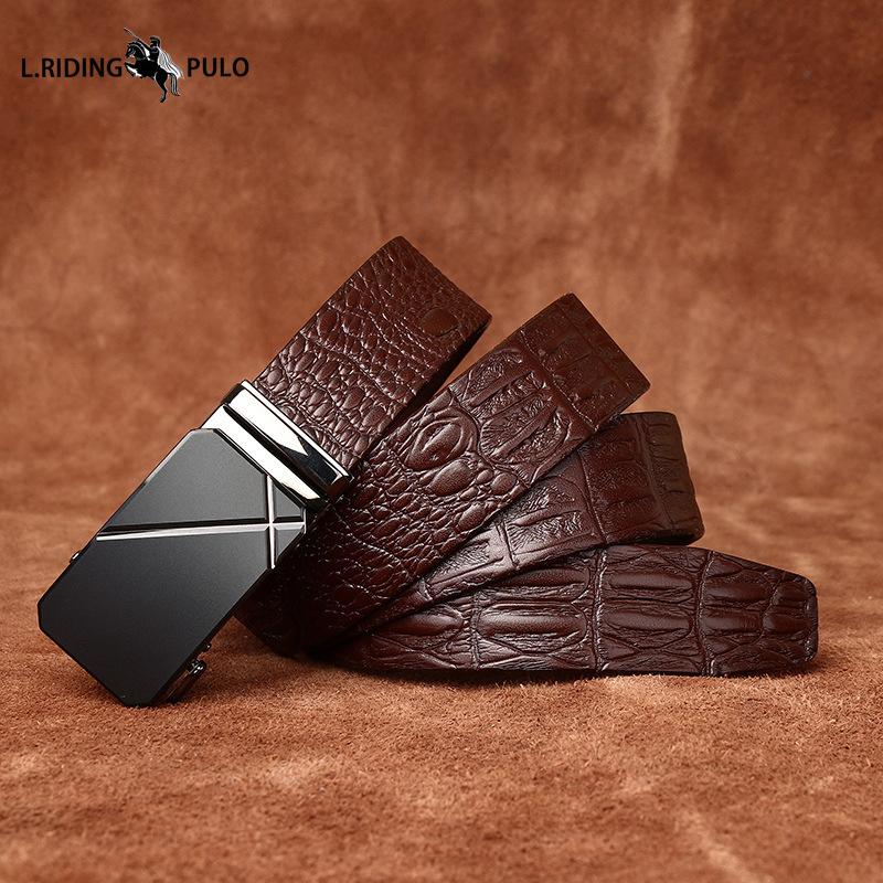 Vegetable Tanned Leather Cowhide Men's Belt Genuine Leather Automatic Buckle Belt Business Belt