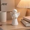 Tabletop Ornament for Photography 3D Printed Angel Heart Statue, White Resin Praying Figurine Unique Anniversary Gift Friends Living Room Bedroom,