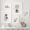 Boho Space Rocket Bear Panda Mouse Nursery Posters Cartoon Wall Art Print Canvas Painting Baby Kids Room Home Decoration Picture
