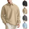 Jacquard Solid-Colour Button-Down Polo Shirt with Collar New Style Long-Sleeved Loose-Fit Men's Sweatshirt