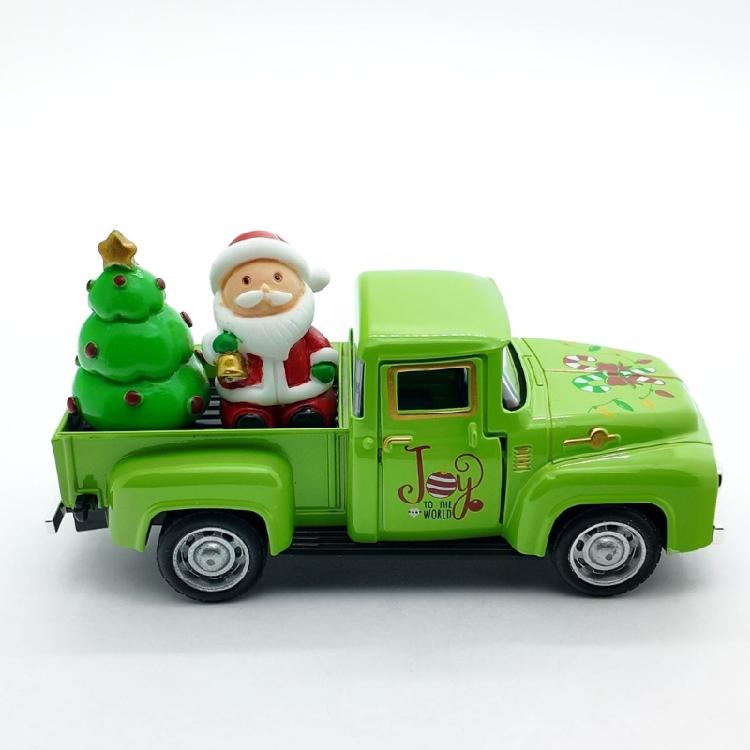 Pull Back Function Green Christmas Vehicle Alloys Crafted Desktop Model For Indoor Seasonal Styling