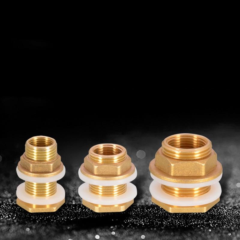 Leak-proof Copper Fitting 1/2" 3/4" 1'' Water for Tank Connector with Rubber Ring for Water Tower, Pool, Fish for Tank,