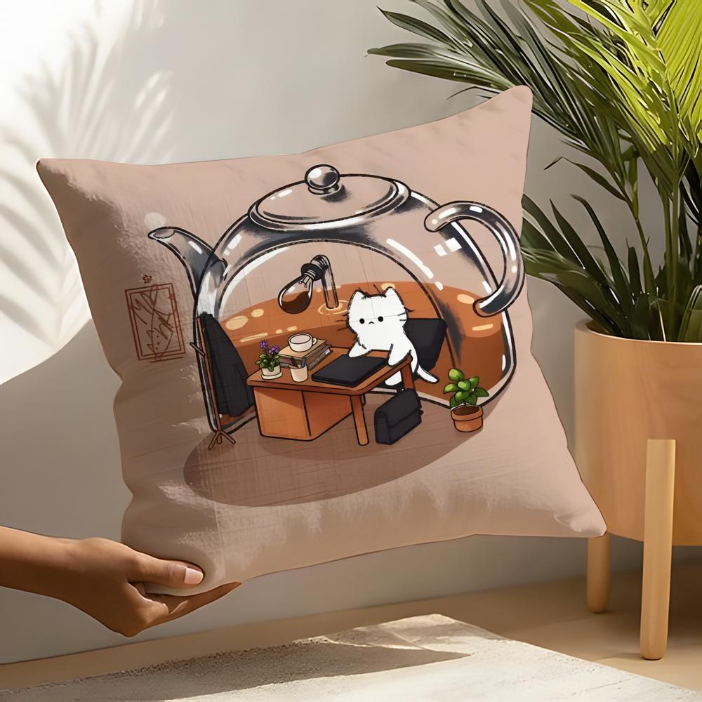 Cute Cartoon Plush Cat Pillow Case Linen Cushion Covers For Decorative Sofa Home Pillows Case Car Chair Pillows Cases