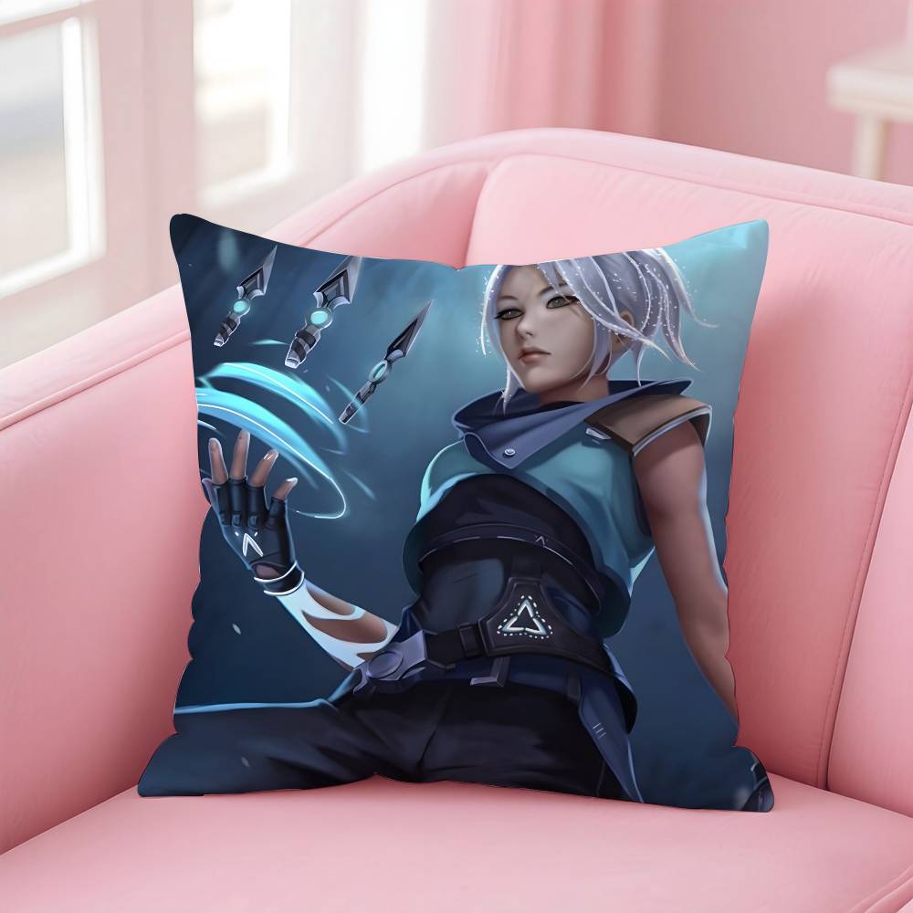 Hot Game V-Valorant Pillow Case Pattern Printing Pillowcase Living Room Sofa Cushion Cover Bedroom Room Decor