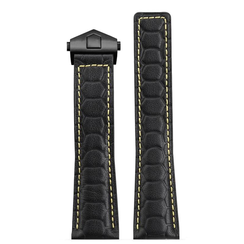 22mm Cowhide strap For Heuer F1 Racing WatchBand Aquaracer 300 Folding Buckle Carrera Watch Belt TAG Heuer men Watch Strap Brace