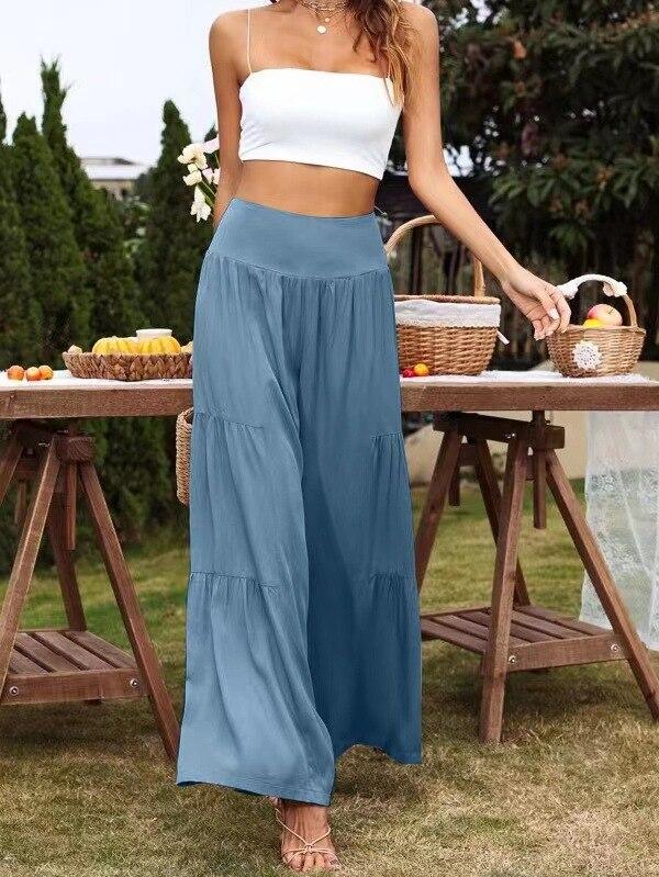 Summer Khaki Casual Cotton Linen High Waist Pants For Women Office Lady Loose Trousers Fashion Solid Baggy Pants Spodnie