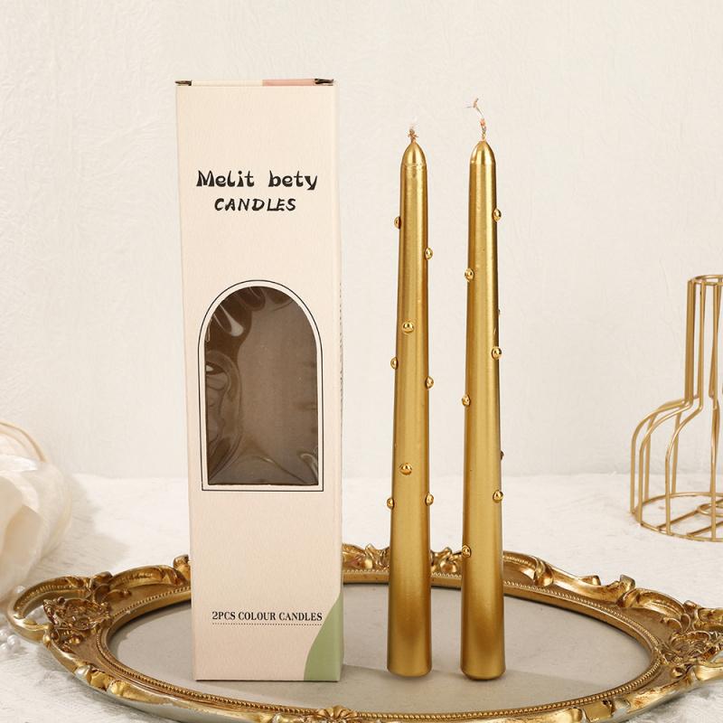 Rökfria långa ljus för hemmabruk, färgad pärlstruktur, ljusstakar för bröllopsmiddag med levande ljus, högtidsdekoration