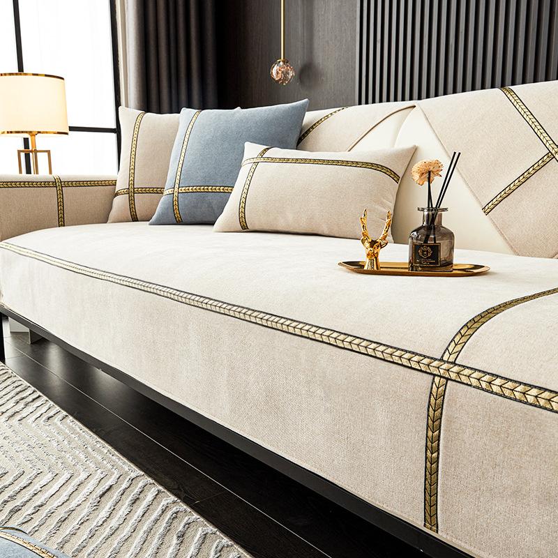 Chenier Light Luxury Modern High-End Sofa Cushion New  Four-Season Universal Non-Slip Leather Sofa Cover Seat Cushion