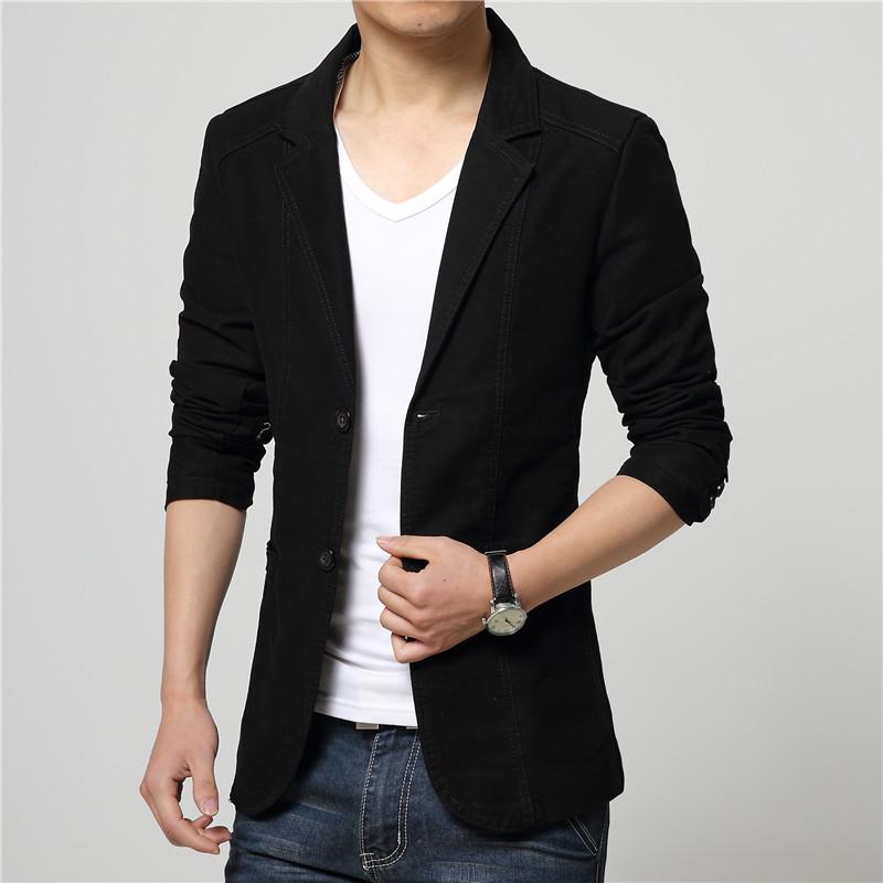 Men's Korean Style Slim-Fit Cotton Blazers - Spring & Autumn Two-Button Jackets In Large Sizes