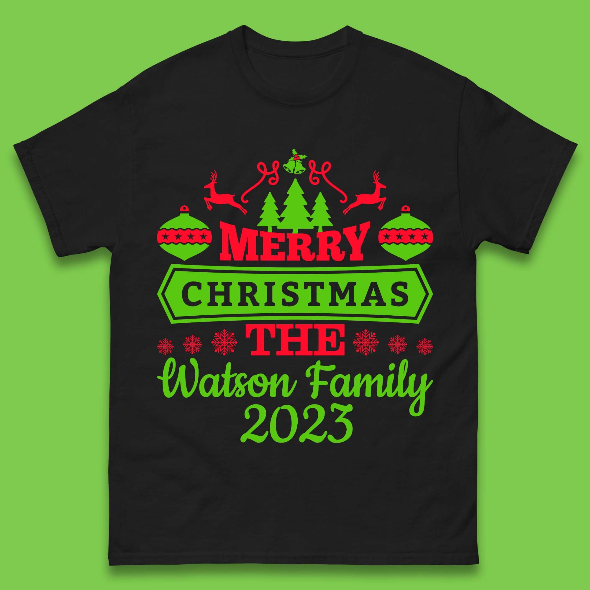Personalised Family Christmas Mens T-Shirt Womens Tops Tees 3XL
