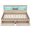 Sofa Bed Flieks 90x200 Daybed with Storage Space, Functional Bed with 2 Drawers, USB Charging Ports, Natural