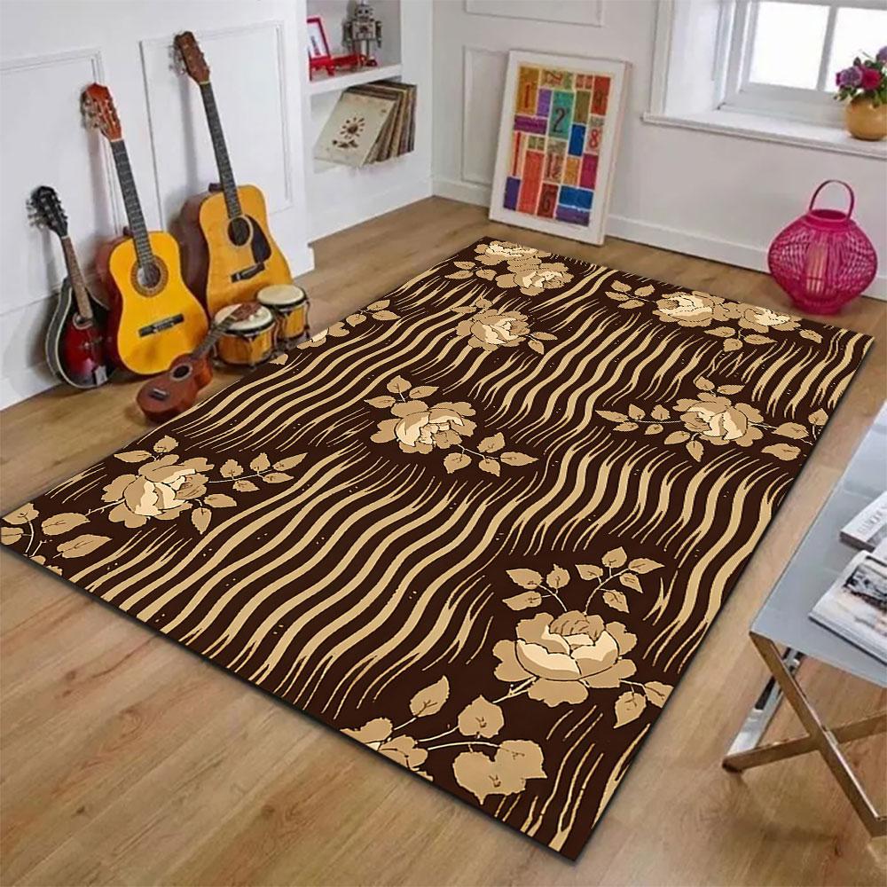 Vintage Floral Pattern In Warm Brown Patterned Carpet, Suitable As a Non Slip Play Mat for the Living Room and Bedroom Sofa