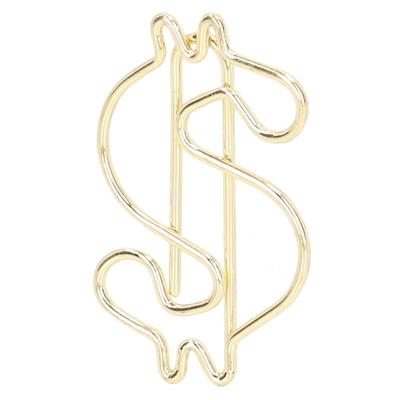 50Pcs Electroplating Metal Gold Paper Clips Dollar Shape Mini Paper Clips Office Supplies