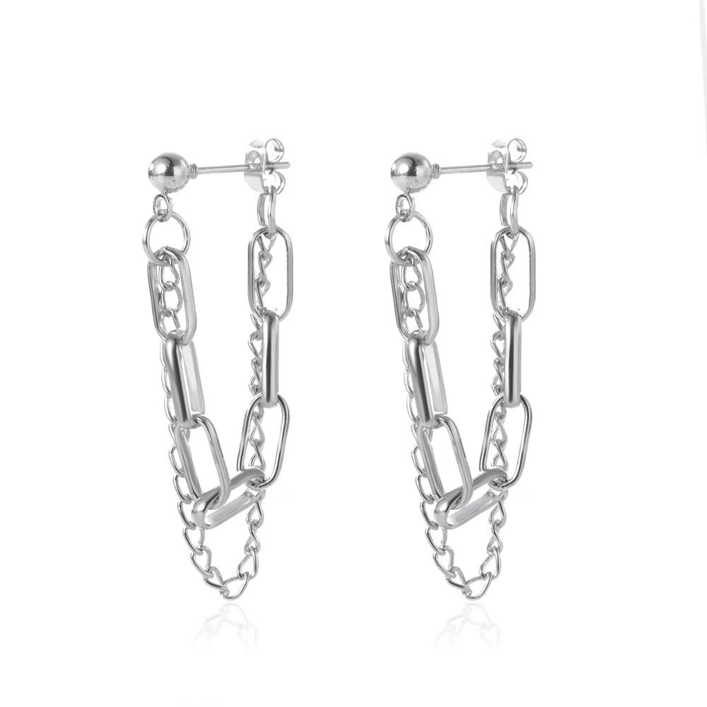 Punk metal Long Chain Earrings For Women Tassel Jewelry Simple Metal Stud Earring Boucle DOreille