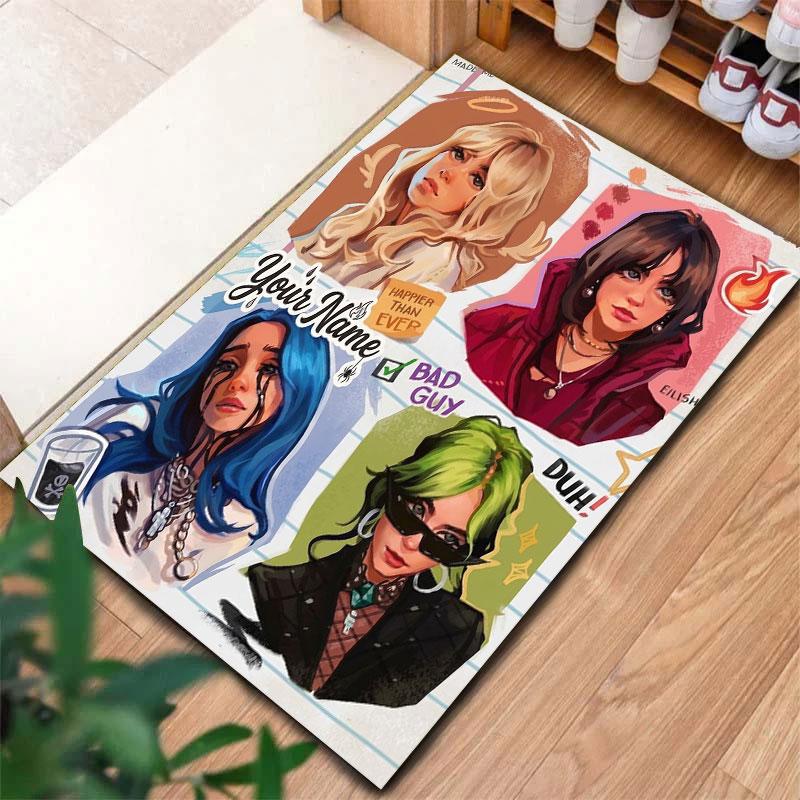 Billie Eilish Custom Name Carpet Rug for Living Room Bedroom Home Sofa Decoration,Kids Play Non-slip Floor Mat