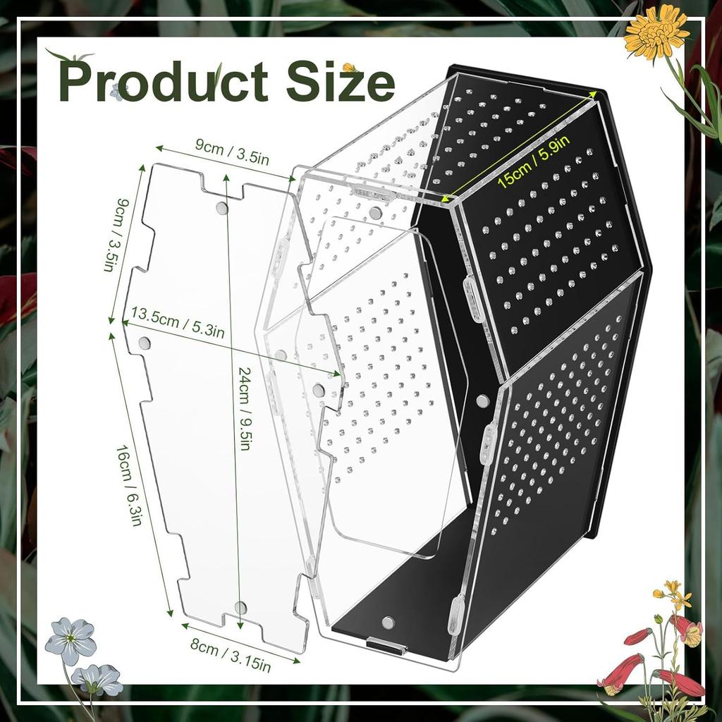 Acrylic Reptile Feeding Box Spider Lizard Palace Breeding Box High Transparency Visual Ventilation Ecological Tank