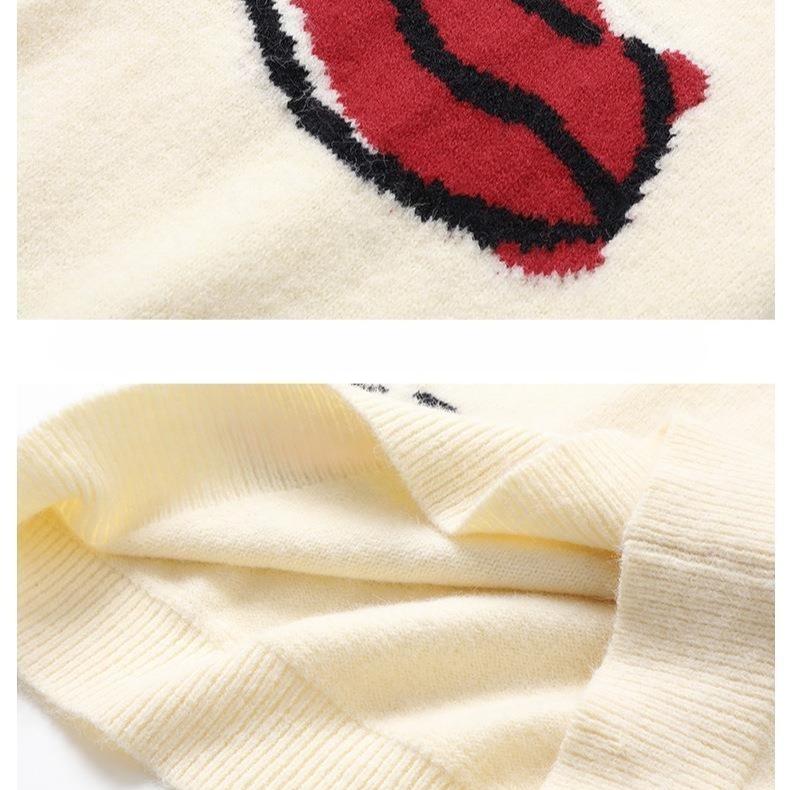 Women's Crew Neck Sweater Autumn Winter Thick Loose Printed Sweater Soft and Comfortable Knit Pullover Sweater