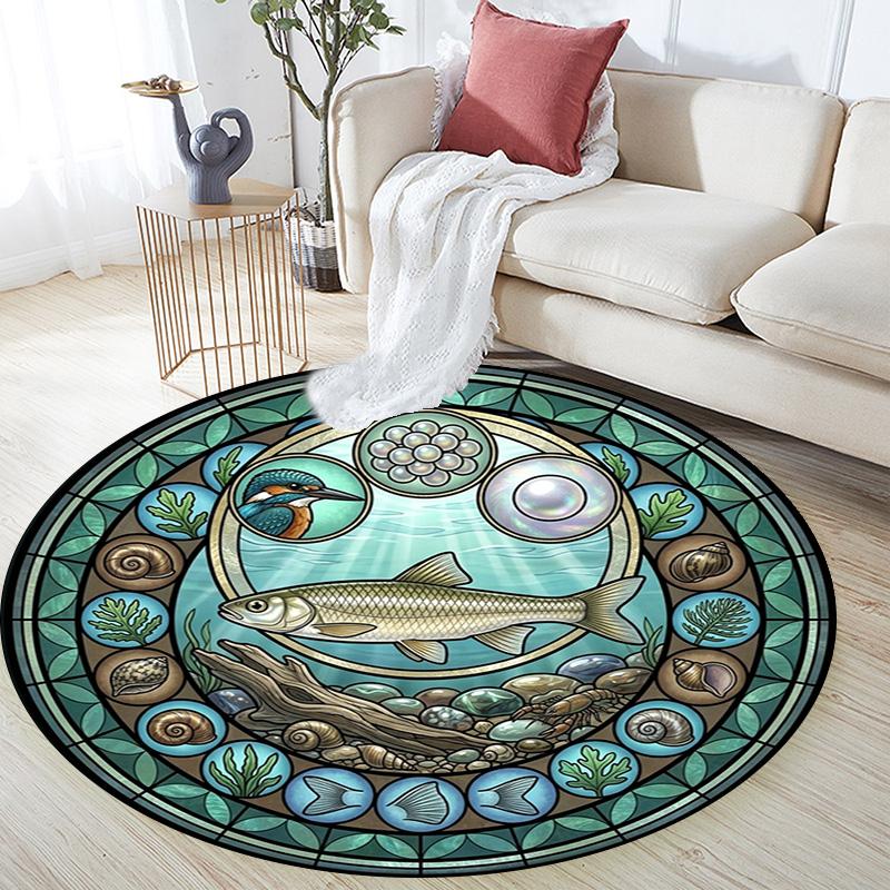 Ocean Life Harmony Round Area Rug Under Office Chairs Bedroom Living Room Home Decor