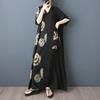 DIMANAF New Women 2025 Plus Size Summer Long Casual Dress Loose Linen Vintage Basic Maxi Dress 9859