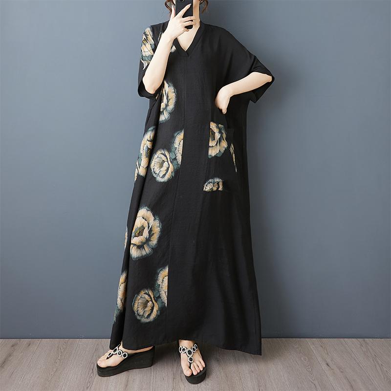 DIMANAF New Women 2025 Plus Size Summer Long Casual Dress Loose Linen Vintage Basic Maxi Dress 9859