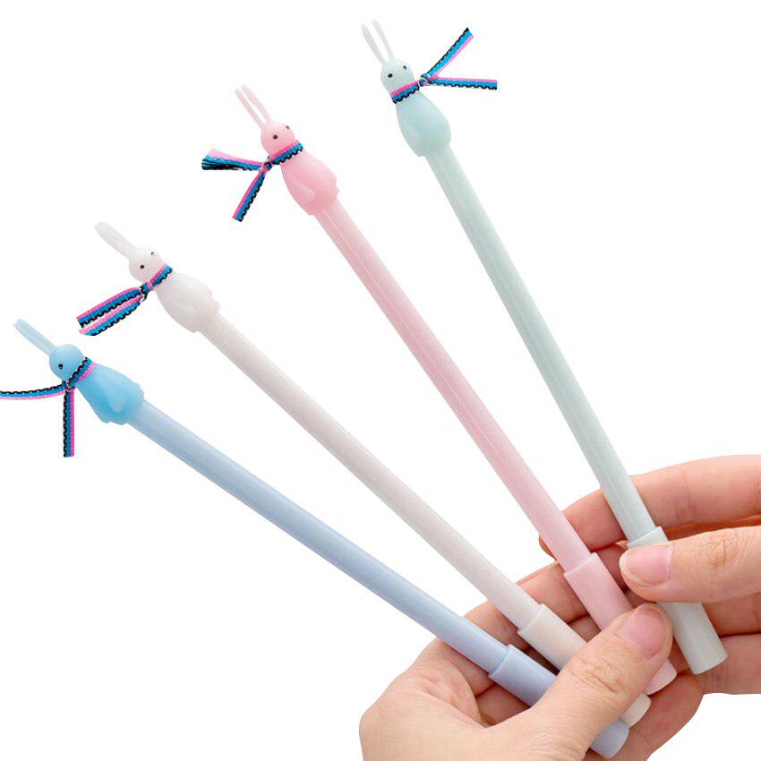 3 buc / Lot Desene Animate Drăguț Bavetă Iepure cu Urechi Lungi Pix cu Gel Negru 0,5 mm Rechizite Școlare de Birou Papetărie