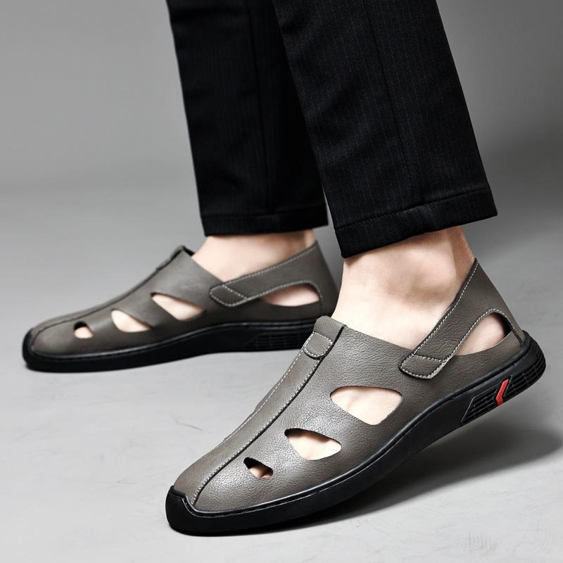 Summer Genuine Leather Men Sandals Fashion Newest Roman Sandals Handmade Men Casual Shoes Breathable Loafers Men'S Beach Sandals