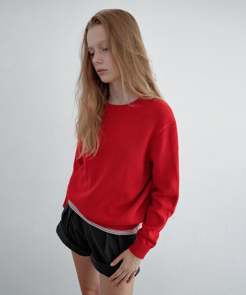 TOAVE Logo Embroidery Cotton Knit (Red)