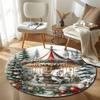 Modern Round Botanical Multicolor Area Rug, Non-Slip Floor Mat for Bedroom