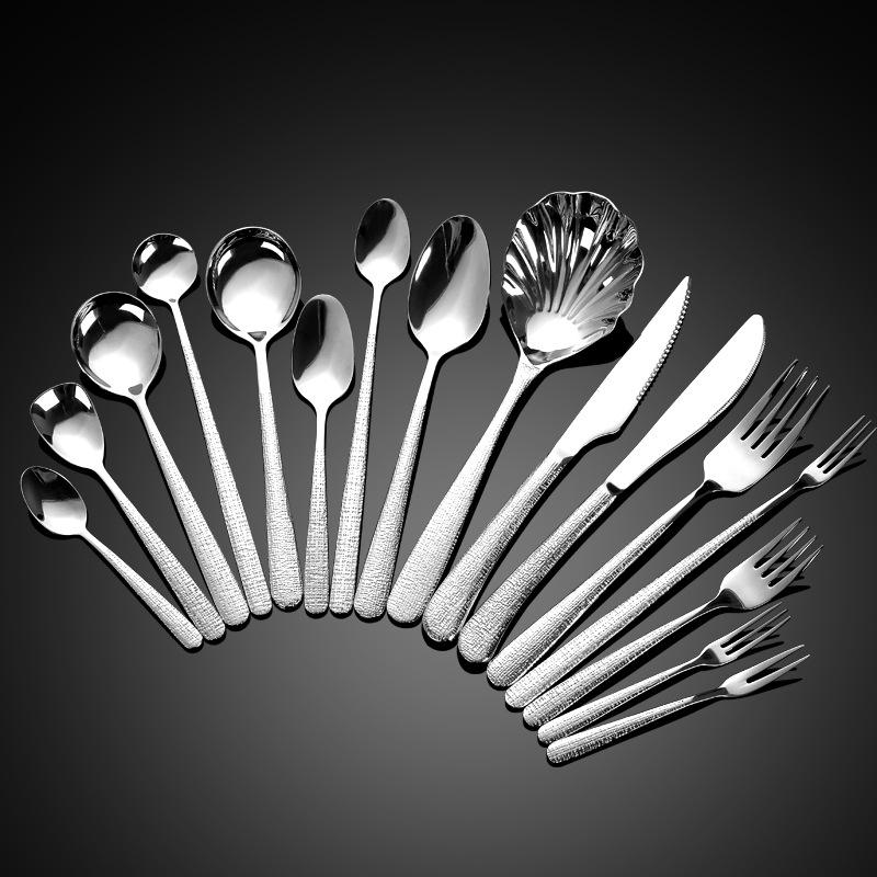 304 stainless steel spoon tableware elegant star diamond cloth crack western food steak knife fork spoon dessert spoon