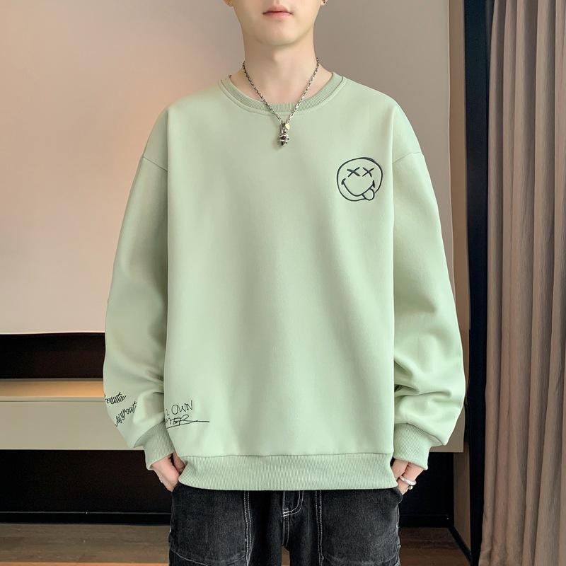 Men's Spring and Autumn New Bottom Shirt Long Sleeve T-Shirt Crew Neck Printed Large Size Men's Top