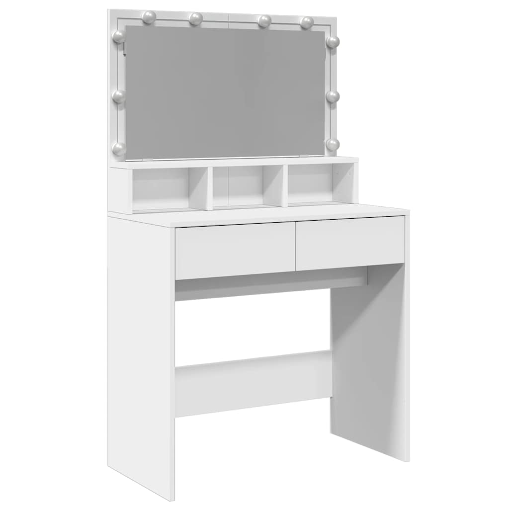 Makeup Table with LED Lighting White 80 X 41 X 134.5 Cm