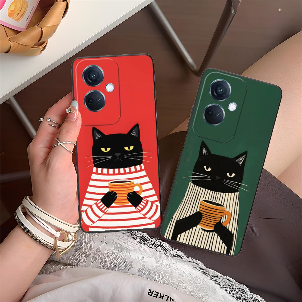 Cute Coffee Cat Matte TPU Mobile Phone Case for OPPO Find X9 X8 X7 X6 X5 X3 X2 Plus s Pro Ultra Lite Colorful Printing Cover
