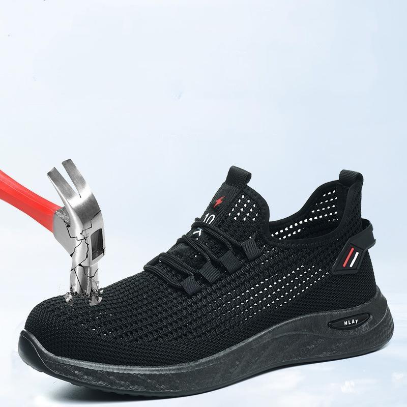 

big size mens casual plastic toe covers working safety shoes summer breathable tooling security sneakers worker footwear protect 290 чёрный