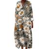 Dámské ležérní a módní šaty s dlouhým rukávem s květinovým potiskem a výstřihem do V šaty s dlouhým rukávem
