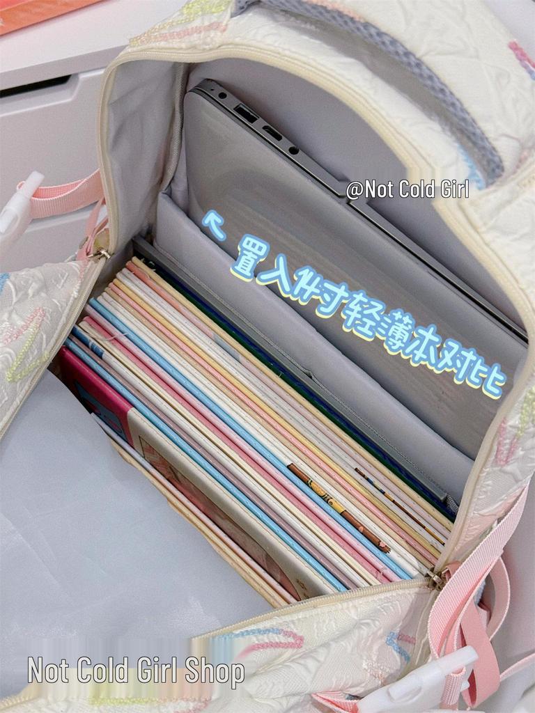 Cute Lightweight Rainbow Pleated Backpack for High School & Middle School Students