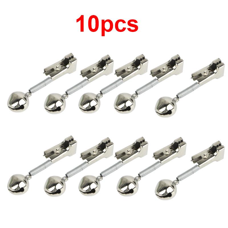 10 peças de clipe de sino de pesca de plástico alarme de vara de pesca com alarmes duplos