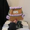 Flower Shape Knitted Shoulder Bag With Soft Water Bucket Shape For Urban Style