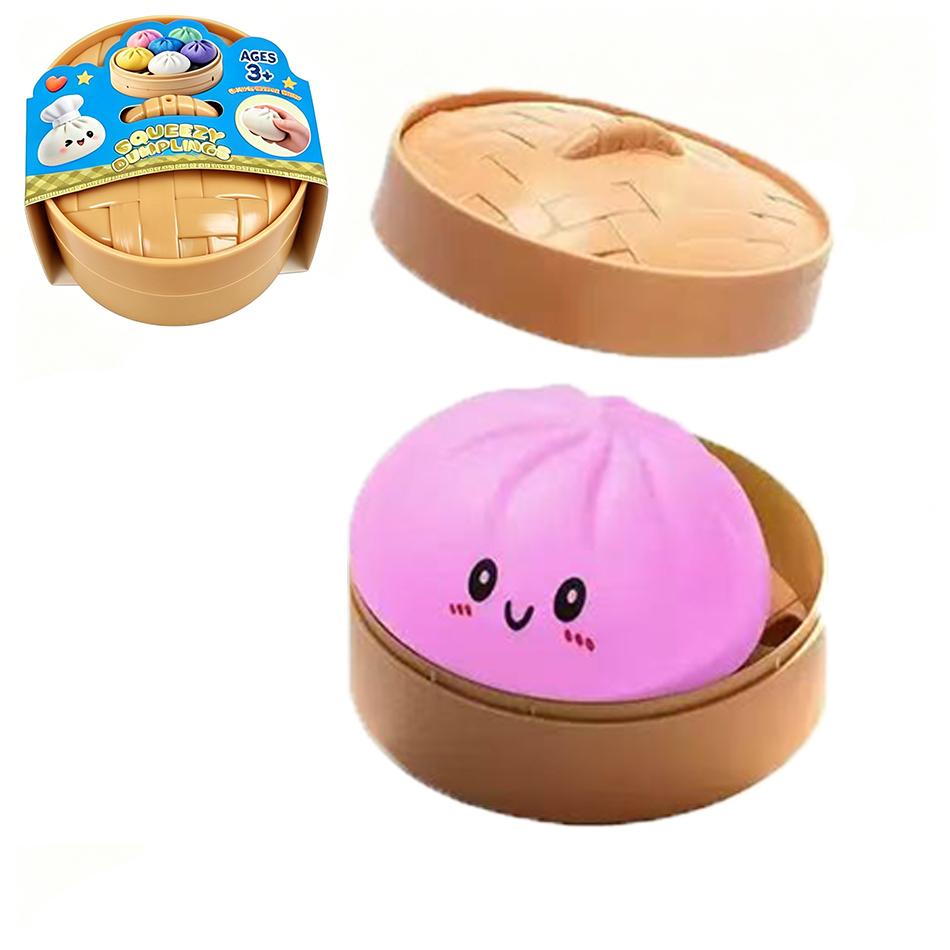 2026 New Cute Baozi Squishy Toy Stress Relief Steamed Bun Squeeze Toy with Bamboo Steamer Box Slow Rebound Desk Decor Gift