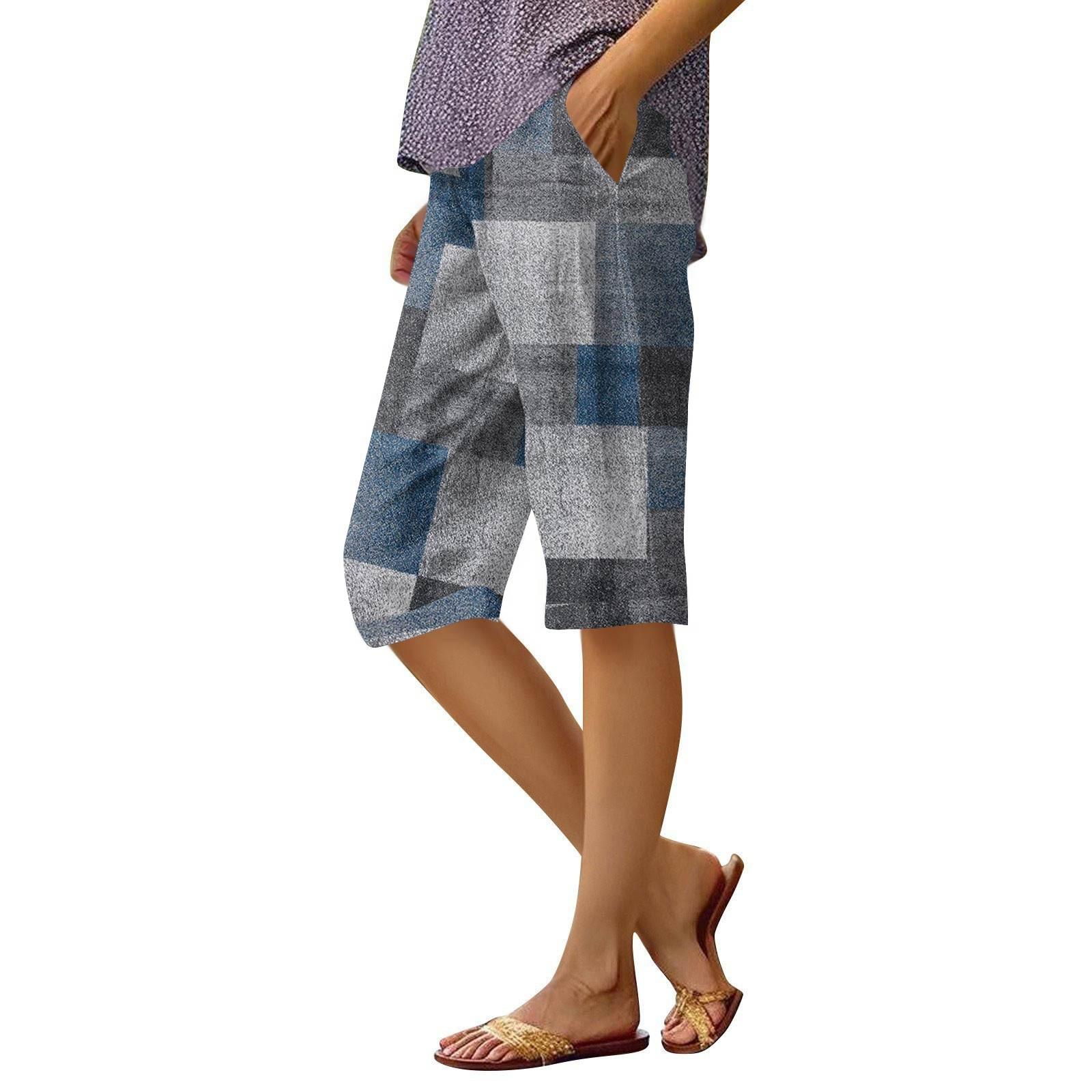 

Женские брюки с принтом, модные повседневные шорты с карманами и эластичной резинкой на талии L