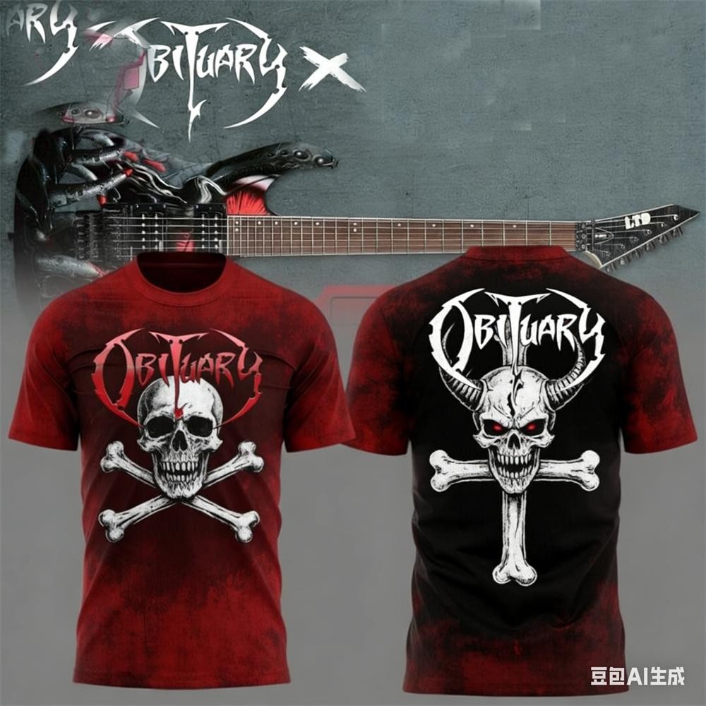 Letnia męska koszulka New Rock Obituary Zespół czaszki Nadruk Koszulka Mężczyźni Kobiety Moda Oversize Krótki rękaw Koszulka Graficzna Koszulka