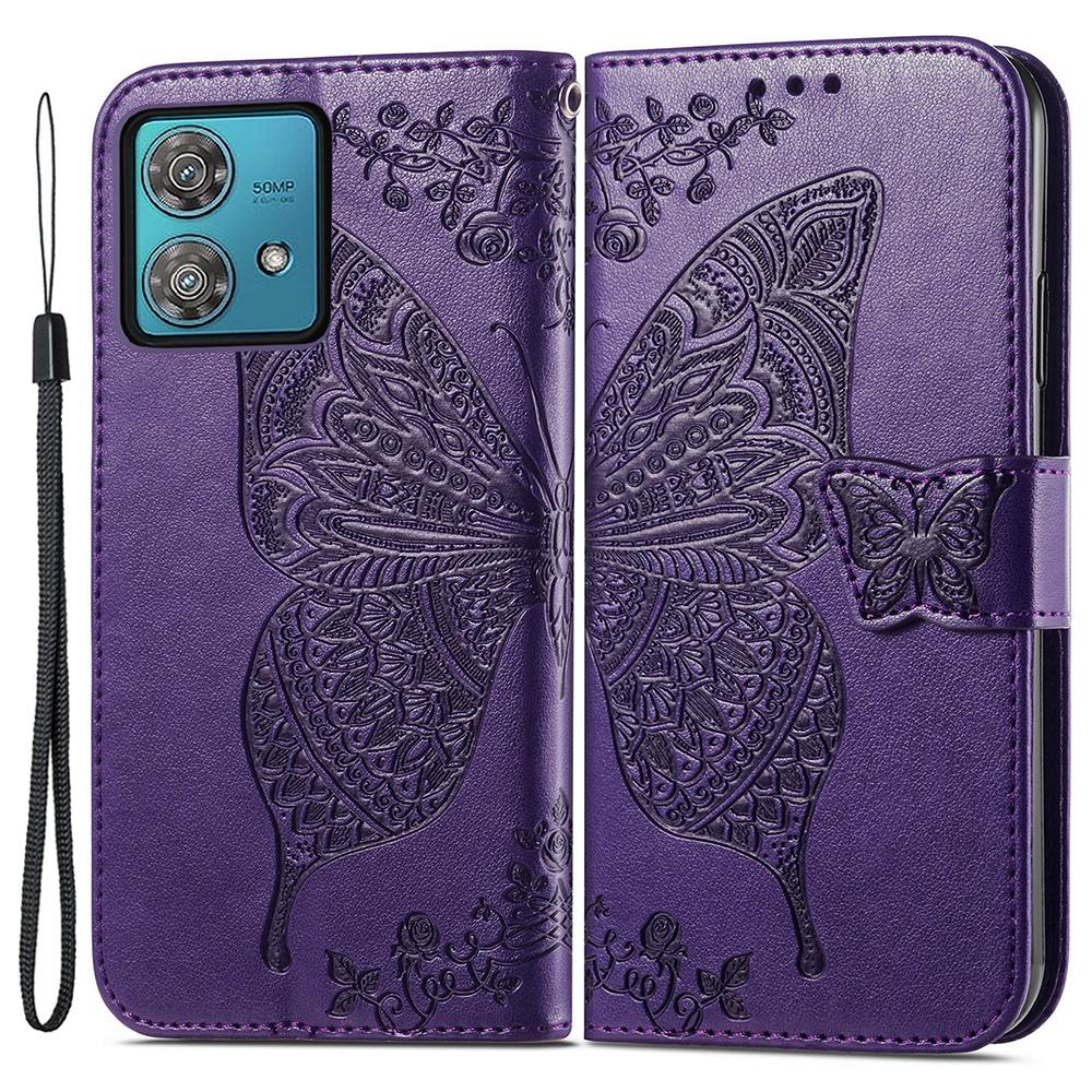 For Motorola Edge 40 Neo 5G Case Butterfly Imprinted Wallet Phone Cover with Card Slots