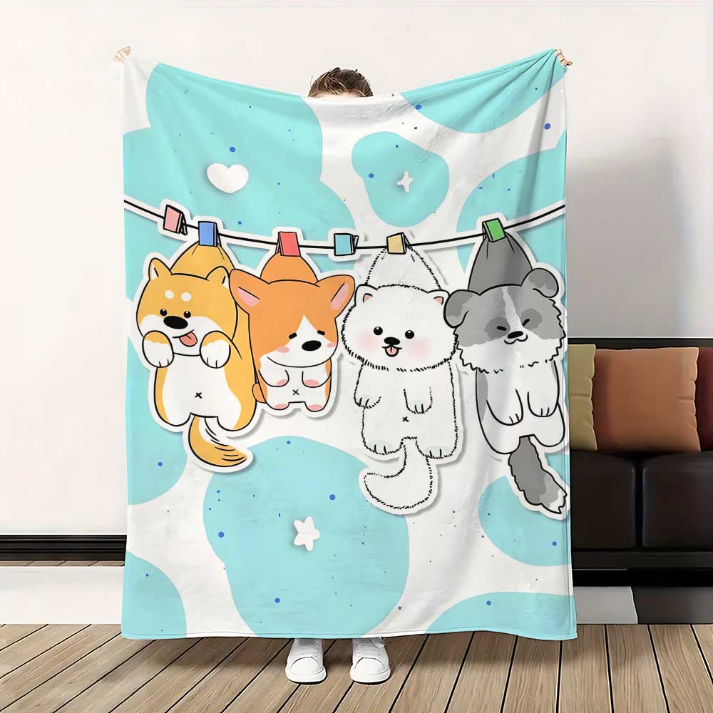 Shaggy Throw Blanket Sofa Winter Kawaii Puppy Cartoon Home Fluffy Soft Blankets for Bed Bedroom Decoration Bedspread the Warm