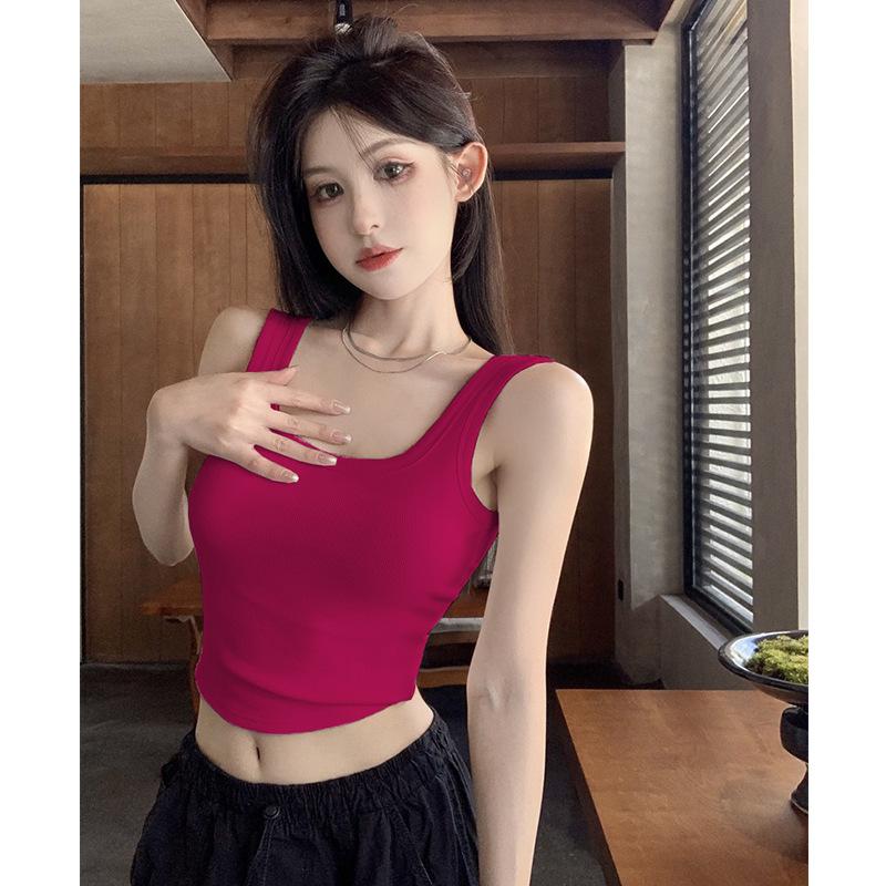 #Pure desire Spice Girl irregular versatile beauty back sling vest women's summer with chest pad inside and outside wear slim display