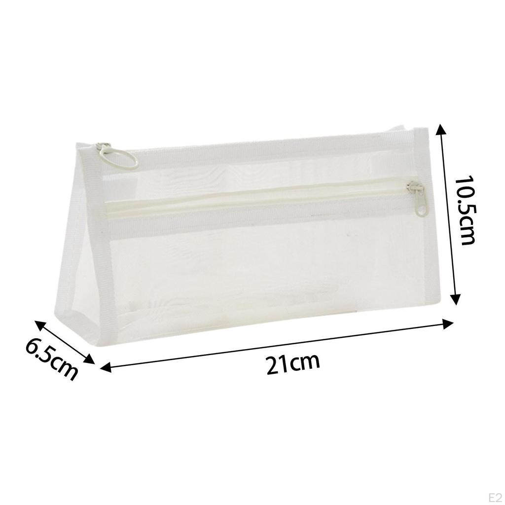 Clear Pencil Case, Pen Bag with Zipper, Transparent Stationery Organizer Holder, Exam