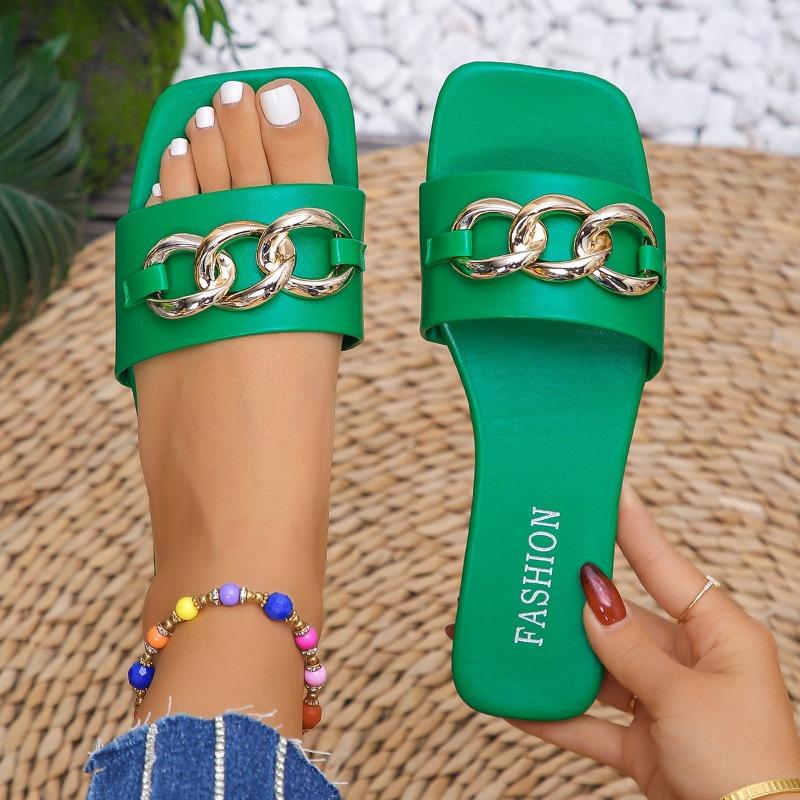 Women Fashion Slippers Light Pu Leather Slippers Soft Sole Flat Sandals Fashion Casual Beach Slides Non Slip Women Flat Slippers
