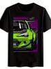 T-shirt Green Racing  with Black Detail Print